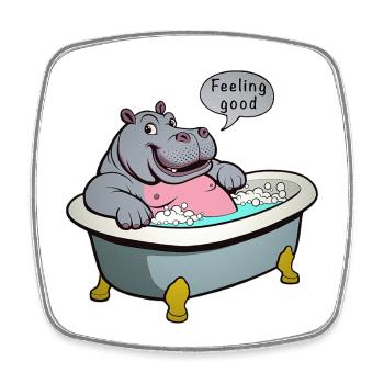 Hippo in the bath - Square fridge magnet - white - Front