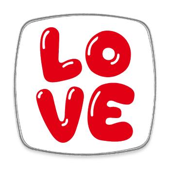 Red and artistic love design - Square fridge magnet - white - Front
