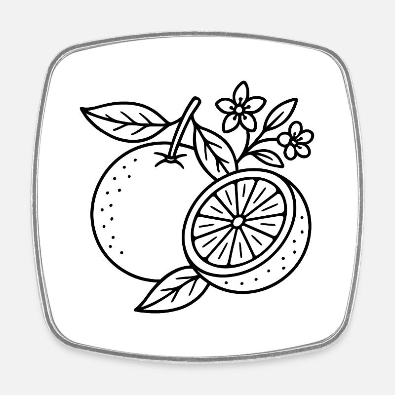 Oranges à fleurs - Magnet carré - blanc
