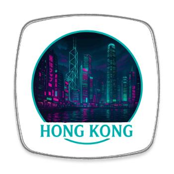 Hong Kong Souvenir Cyberpunk - Square fridge magnet - white - Front
