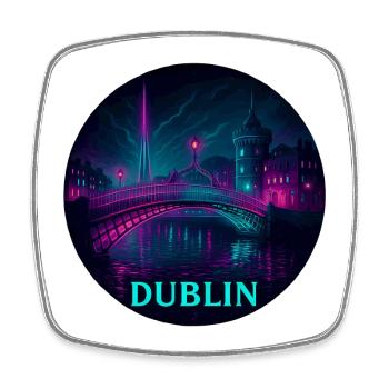 Dublin Souvenir Cyberpunk - Viereckiger Kühlschrankmagnet - Weiß - Vorne