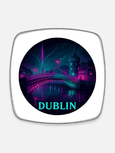 Dublin Souvenir Cyberpunk - Magnet carré - blanc