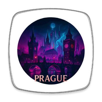 Prag Souvenir Cyberpunk - Viereckiger Kühlschrankmagnet - Weiß - Vorne