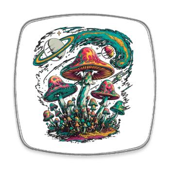 Psychedelische kosmische Pilze Kunstwerk - Viereckiger Kühlschrankmagnet - Weiß - Vorne