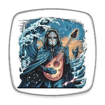 Vague mystique de l’océan avec musicien fantomatique - Magnet carré - blanc - Devant