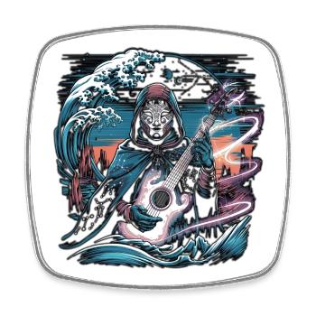 Mystic Night Guitariste Illustration - Magnet carré - blanc - Devant