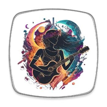 Celestial Guitarist Art Illustration - Square fridge magnet - white - Front