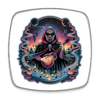 Mystischer Astronaut Musiker Illustration - Viereckiger Kühlschrankmagnet - Weiß - Vorne