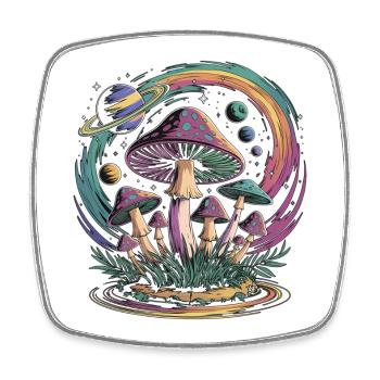 Psychedelische Weltraumpilz-Fantasie - Viereckiger Kühlschrankmagnet - Weiß - Vorne