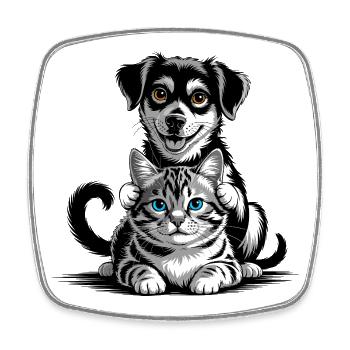 Beste Freunde von Hund und Katze - Viereckiger Kühlschrankmagnet - Weiß - Vorne