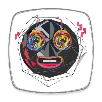 Triple Moji - Viereckiger Kühlschrankmagnet - Weiß - Vorne