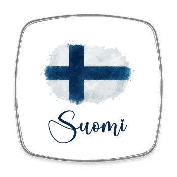 Drapeau de la Finlande - Magnet carré - blanc - Devant