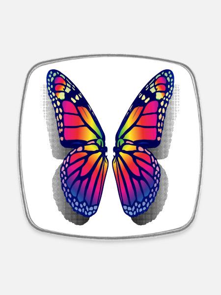 Rainbow Butterfly Wings - Square fridge magnet - white
