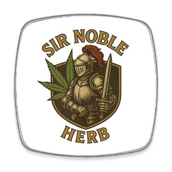 Sir Noble Herb mit Hanf Pflanzenmotiven - Viereckiger Kühlschrankmagnet - Weiß - Vorne