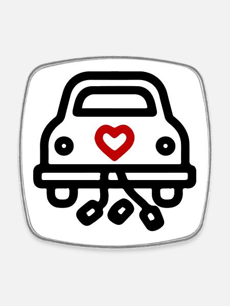 Hochzeitsauto Hochzeit Symbol Verliebt - Viereckiger Kühlschrankmagnet - Weiß