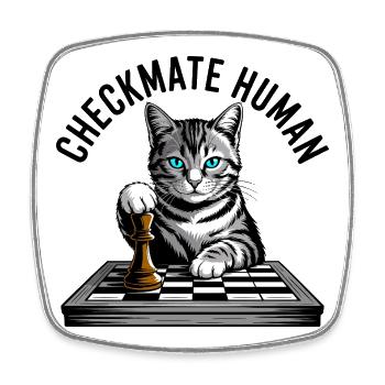 Checkmate Human Chess Cat - Square fridge magnet - white - Front