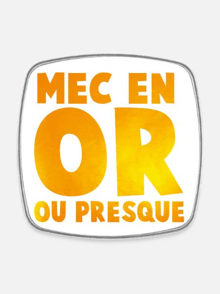 Guy's Impactante or_message T Shirt in Gold Tones - Square fridge magnet - white
