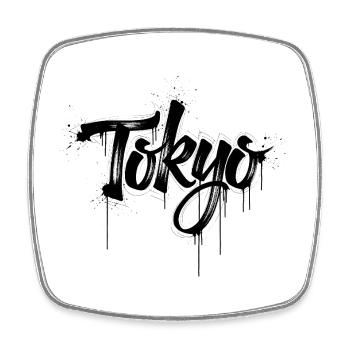 Lettrage de t-shirt inspiré des graffitis - Magnet carré - blanc - Devant