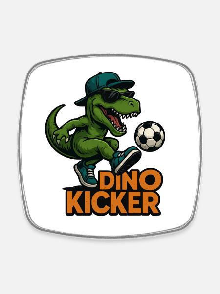 Football Dino - Square fridge magnet - white