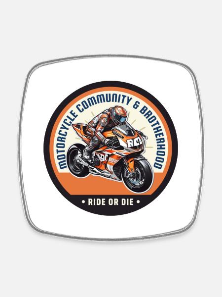 Biker Community and Fraternity - Square fridge magnet - white