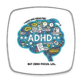 TDAH cerveau chaos illustration - Magnet carré - blanc - Devant