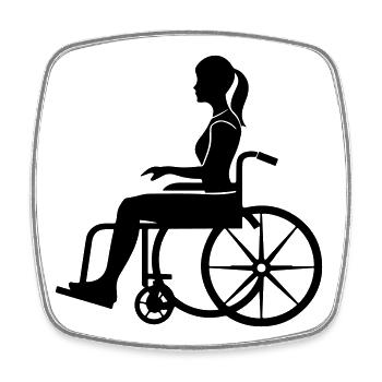 Fauteuil roulant Femme - Magnet carré - blanc - Devant