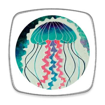 Lebendige Quallen-künstlerische Illustration - Viereckiger Kühlschrankmagnet - Weiß - Vorne