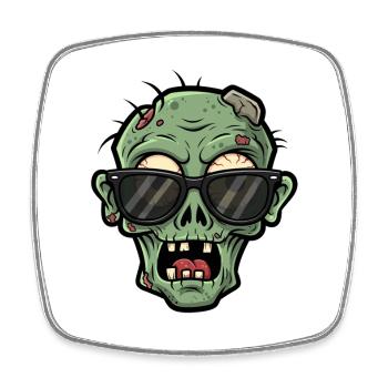 Cartoon Gruselzombie mit Sonnenbrille - Viereckiger Kühlschrankmagnet - Weiß - Vorne