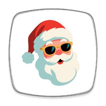Père Noël décontracté avec lunettes de soleil - Magnet carré - blanc - Devant
