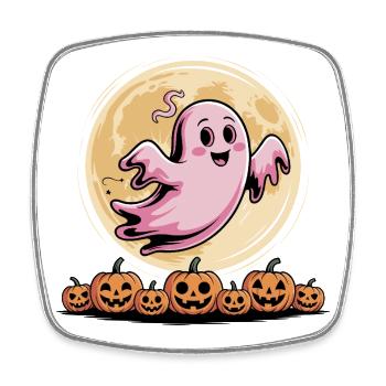 Pink Ghost Halloween Brustkrebs Bewusstsein - Viereckiger Kühlschrankmagnet - Weiß - Vorne