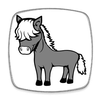 Pferd Bob Haare Frisur Pony Fohlen Niedlich Comic - Viereckiger Kühlschrankmagnet - Weiß - Vorne