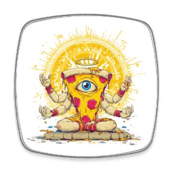 Crazy pizza god - Square fridge magnet - white - Front