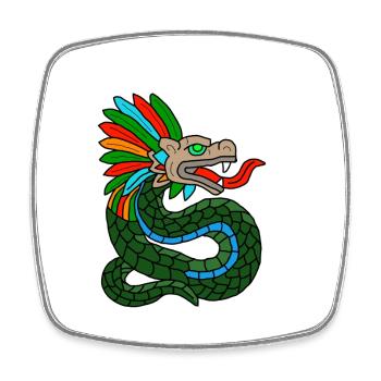 Quetzalcoatl – Aztekischer Federdrache - Viereckiger Kühlschrankmagnet - Weiß - Vorne