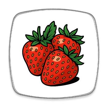 Lebendige Erdbeeren Illustration für Mode - Viereckiger Kühlschrankmagnet - Weiß - Vorne