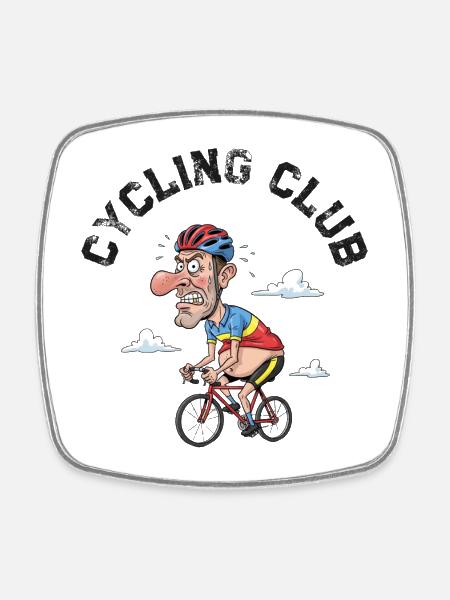 Humorous Grumpy Cycling T-Shirt - Square fridge magnet - white