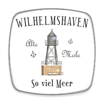 Wilhelmshaven, hand drawing, so much sea North Sea - Square fridge magnet - white - Front