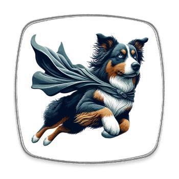 Super Dog Australian Shepherd Sheppie Gift - Square fridge magnet - white - Front