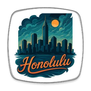 Honolulu Waikiki Capital Hawaii Aloha Gift - Square fridge magnet - white - Front