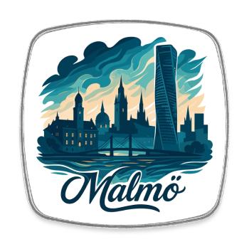 Malmö city Sweden cool maritime gift - Square fridge magnet - white - Front