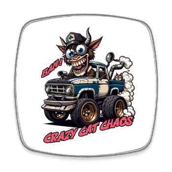 Crazy Cat Chaos Off-Road Design - Square fridge magnet - white - Front