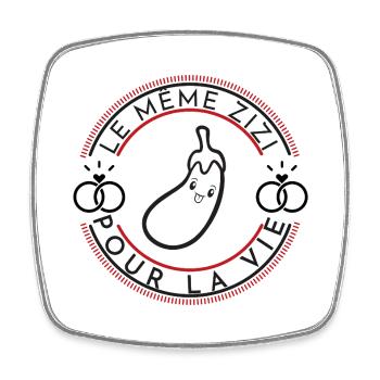 Animated Eggplant Humor Design - Square fridge magnet - white - Front