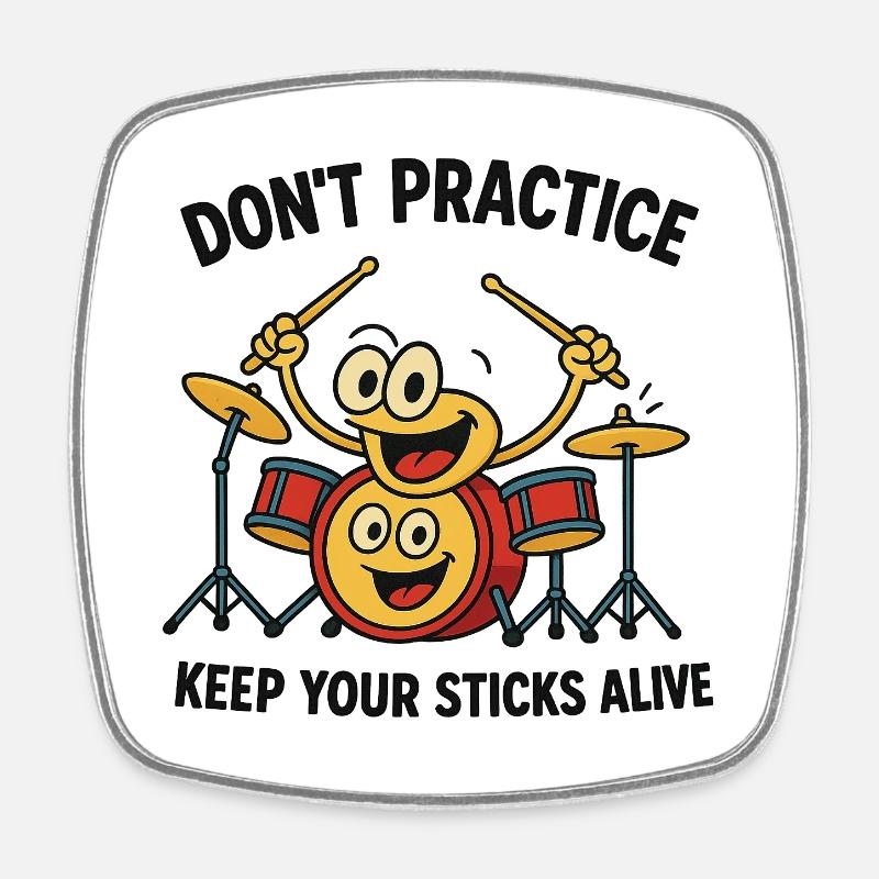 Motivational Music Drummer Design - Square fridge magnet - white