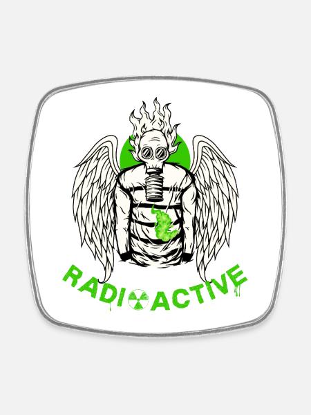 Radioactive Angel - Square fridge magnet - white