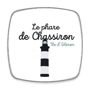 Ile d'Oléron, Leuchtturm von Chassiron - Viereckiger Kühlschrankmagnet - Weiß - Vorne
