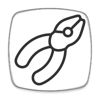 Minimalistische Zange Line Art Ikone - Viereckiger Kühlschrankmagnet - Weiß - Vorne