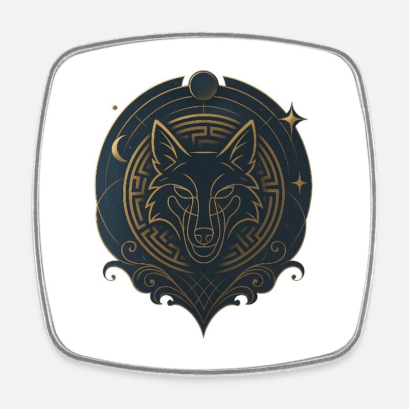 Collection Avi - Emblème du loup royal - Magnet carré - blanc