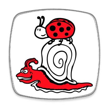Escargot 2 Amis Coccinelle Équipe Rapide Mignon - Magnet carré - blanc - Devant