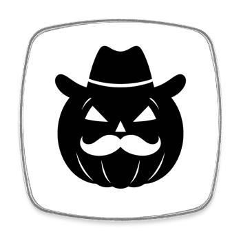 Cowboy Halloween Citrouille Silhouette - Magnet carré - blanc - Devant