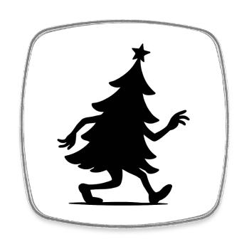 Laufender Weihnachtsbaum Silhouette Illustration - Viereckiger Kühlschrankmagnet - Weiß - Vorne
