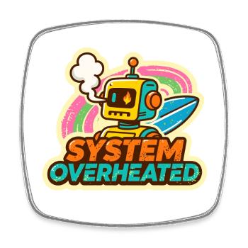 Retro Robot Surfkunst Design - Viereckiger Kühlschrankmagnet - Weiß - Vorne